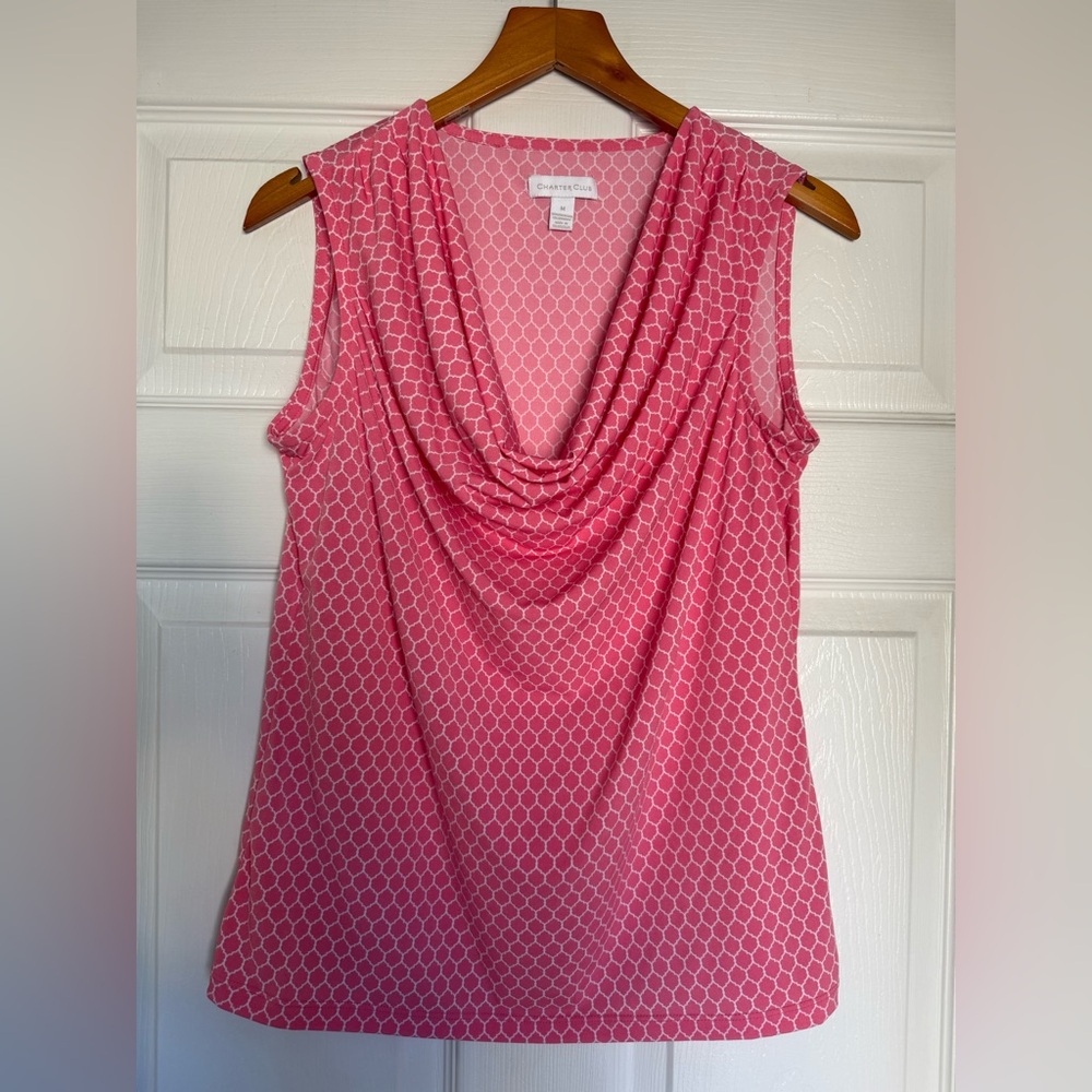 Charter Club Pink Sleeveless Drape Neck Top